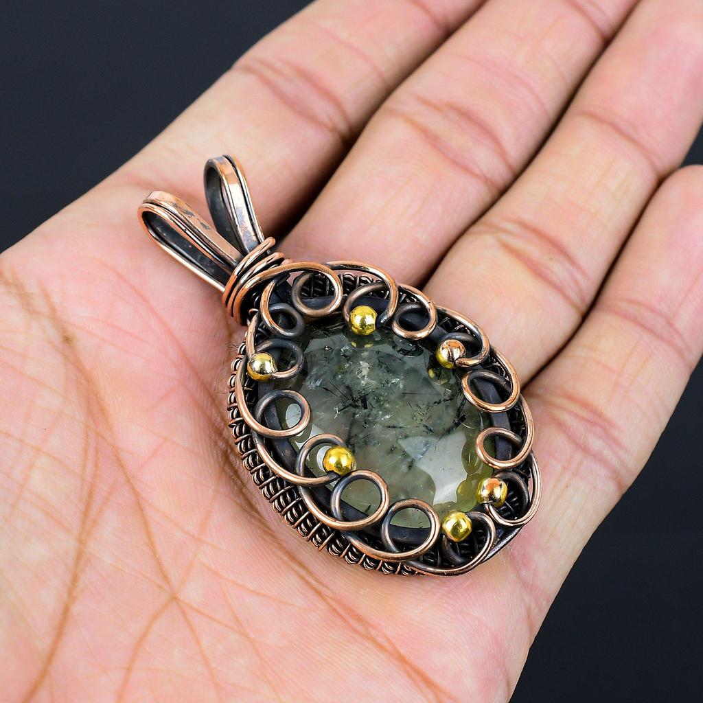 Медная проволока драгоценной камня прехнита чистая обернутая шкентелем ювелирных изделий ручной работы для подарка