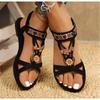 Fashion New Women's Fashionable Round Toe Flat Sandals with One Foot, Bohemian Style Casual Versatile Flat Shoes