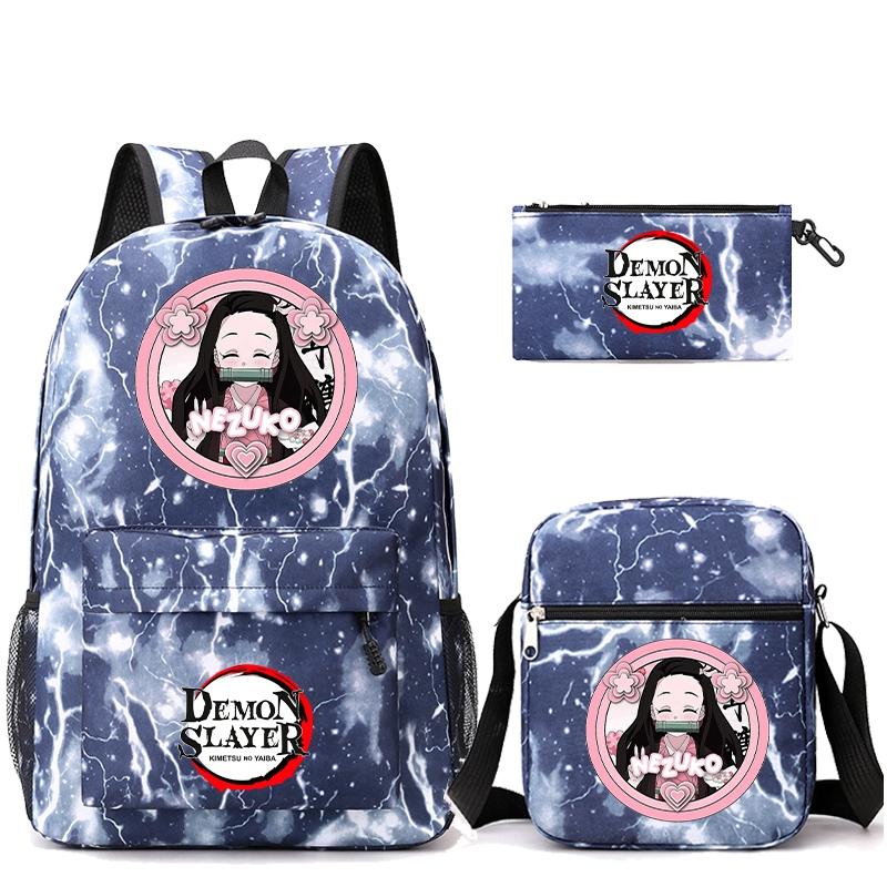 3 шт./компл. рюкзак «Убийца Демонов» в стиле аниме с сумкой на плечо, пенал для мальчиков и девочек, школьная сумка для книг, мужская и женская дорожная сумка