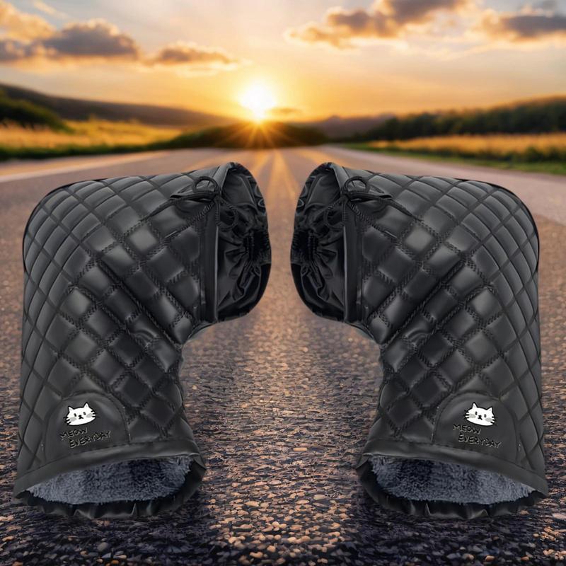 Winter Motorcycle Handlebar Gloves Hickened Velvet Windproof Waterproof Riding Mittens Snowmobile Handlebar Fingerless Gloves
