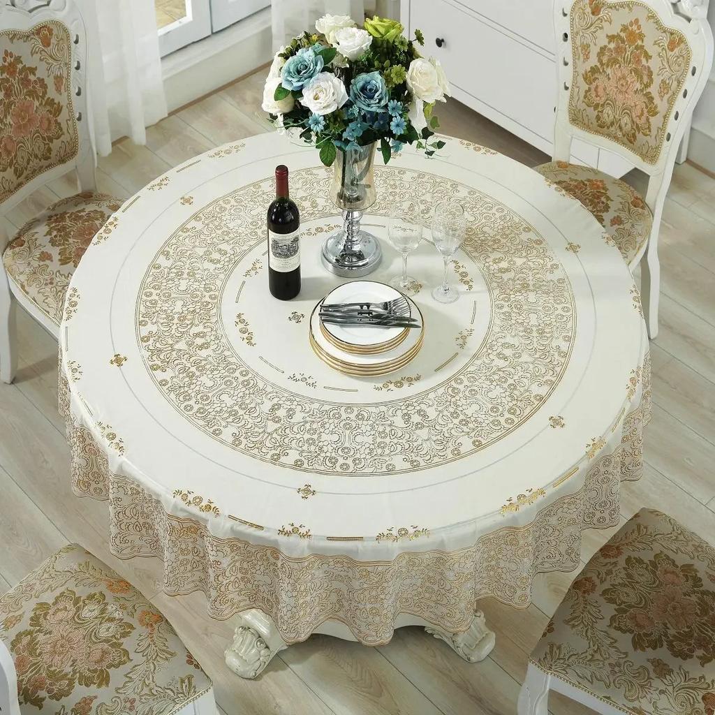 Многоразмерная настольная ткань для горячего тиснения из ПВХ, водонепроницаемая, маслостойкая, не стираемая, круглый коврик для стола, утолщенная бытовая ткань для обеденного стола
