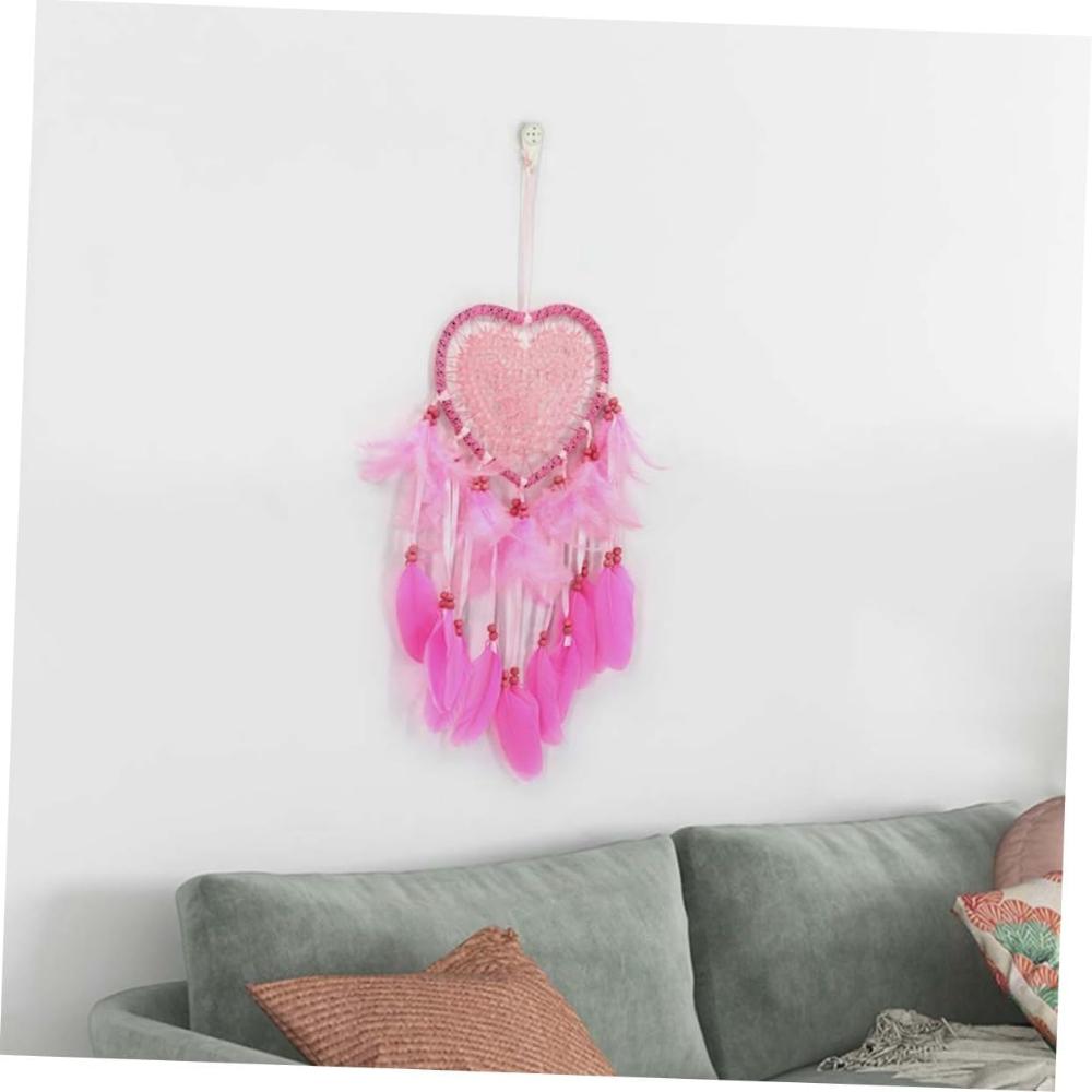 White/Pink Beaded DreamcatcherDream Catcher Wind Chimes Handmade for Car Kids Bed Room Wall Hanging Decoration