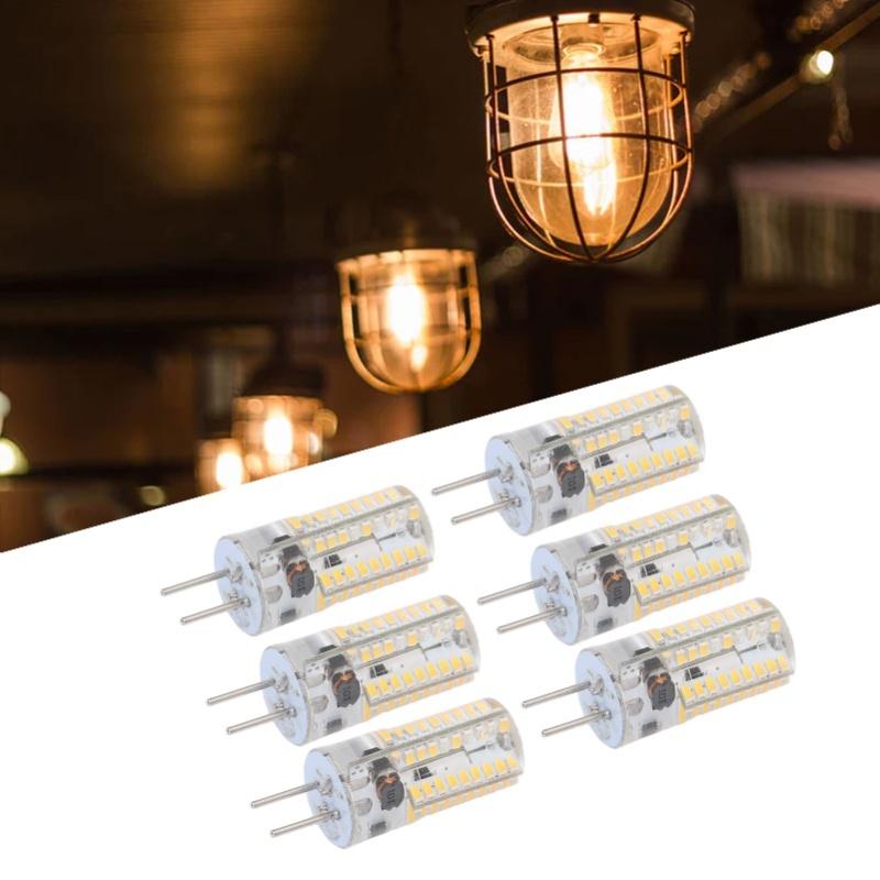 6Pcs GY6.35 LED Bulbs 5W AC 12V Warm White 2700 To 3000K White 6000 To 6500K 500LM 72LED Light Bulbs For Home Office Warm White