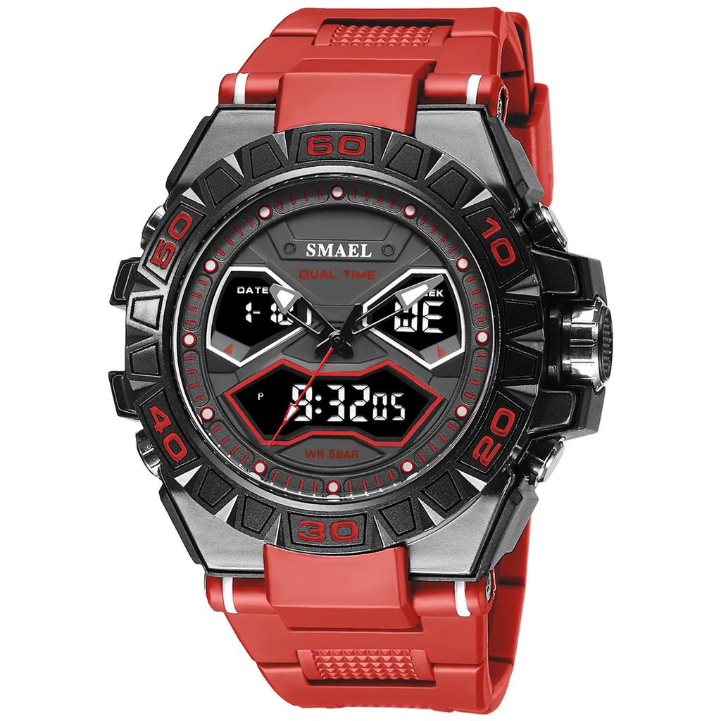 SMAEL Trend Индивидуальные функциональные часы Мужской студенческий сплав Двойной дисплей Водонепроницаемые светящиеся кварцевые часы