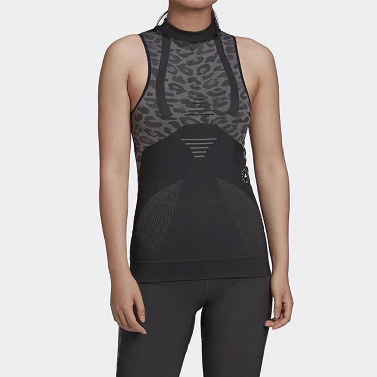 Adidas X Stella McCartney Collaboration Леопардовый принт без рукавов тренировочный дышащий топ женские топы черный FR9007