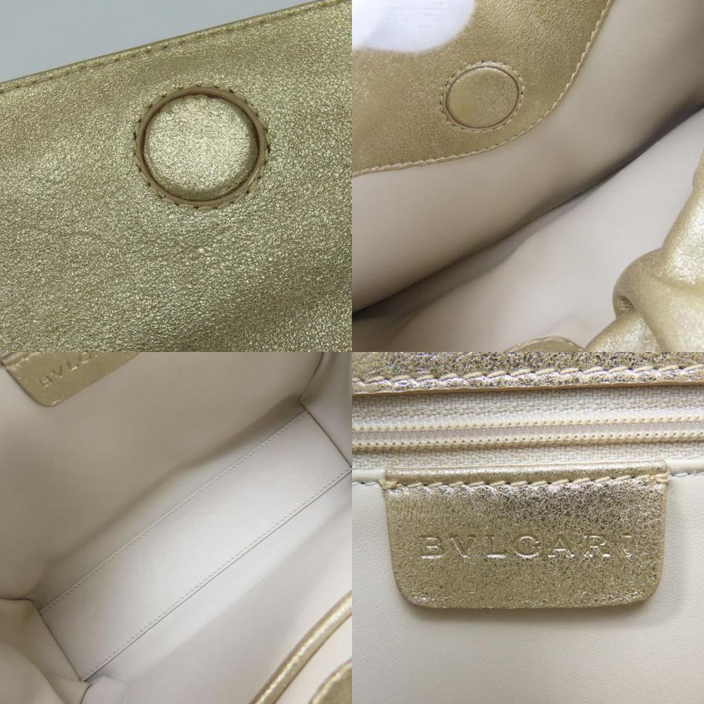 Used BVLGARI Handbag Logo mania canvas/leather gold beige Mini bag
