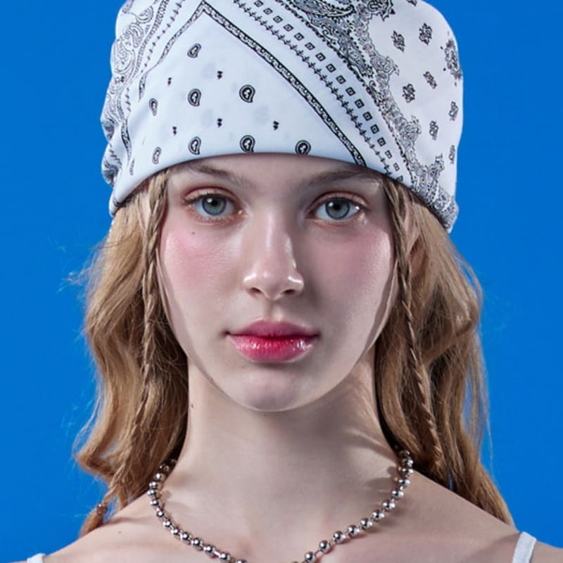 KOLEAT UV Protection Bandana Bohemian Hair Scarf Handkerchief [WHITE]