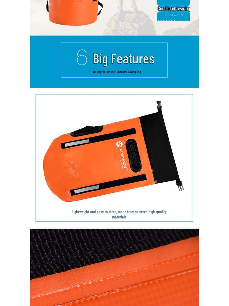 MARJAQE1616 Водонепроницаемый рюкзак на два плеча для каньонинга - 40 л Профессиональное снаряжение для приключений на открытом воздухе