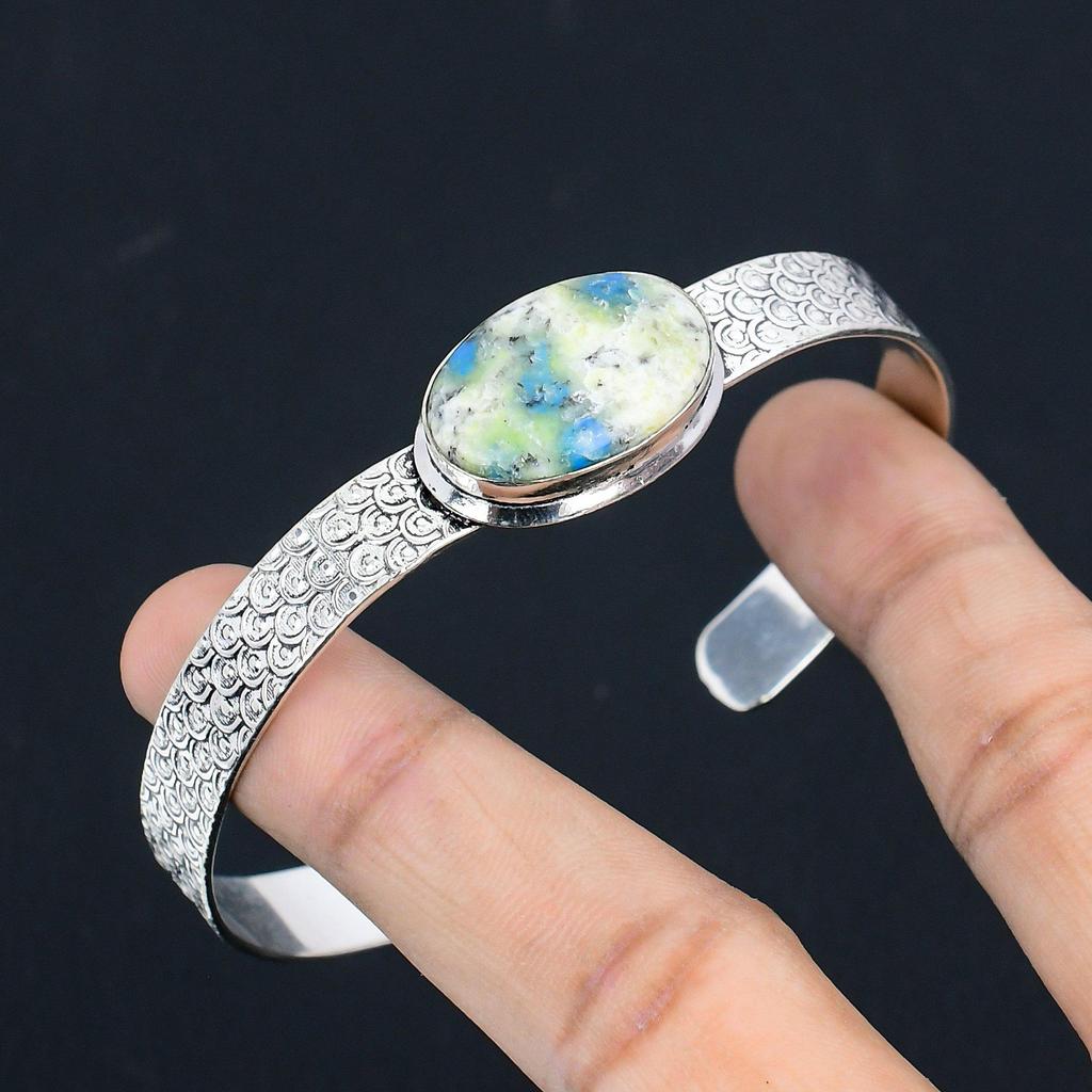 Натуральный яшма К2 Сестра Элегантный Юбилей Помолвка Браслет Стерлинговое серебро