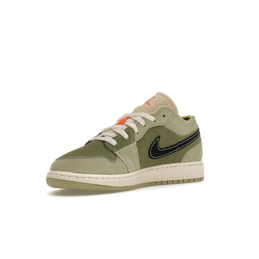 Детские кроссовки Air Jordan 1 Low SE Craft GS Sky J Light Olive Green Celadon Bright-Mandarin FD9092-300