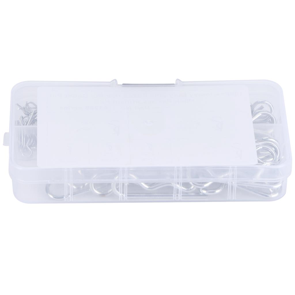 100 шт. шплинтов R, зажимы для тракторных штифтов с пластиковой коробкой, набор зажимов для крепления