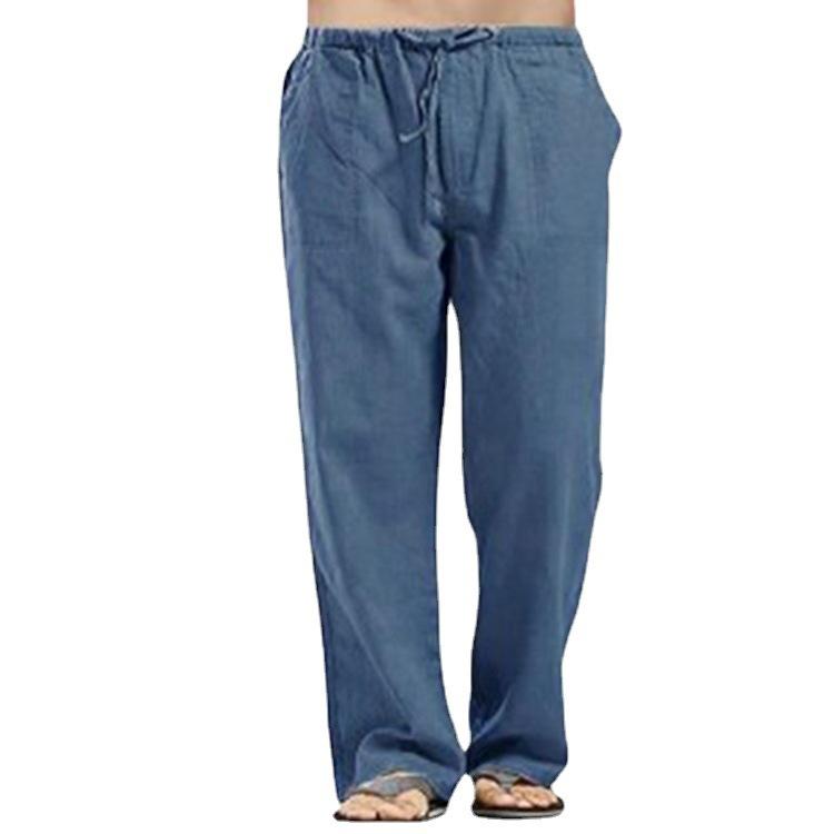 Men's Linen Large Size Cotton Pocket Trousers Casual Loose Pants