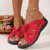 Summer Fashion Women's Solid Color Platform Sandals Lace Up Trendy Soft Sole Slides Versatile Summer Wedge Slides Shoes