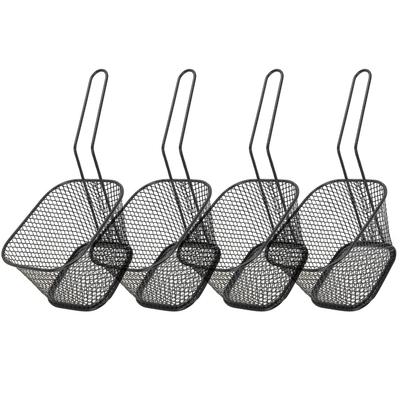 4 шт. корзина для жарки из нержавеющей стали, сито для приготовления картофеля фри, кухонный инструмент, черный