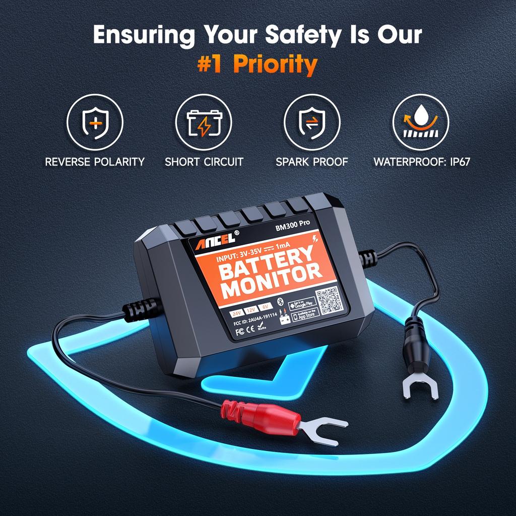 2026 New ANCEL BM300 Pro Battery Monitor 24V Battery Tester 12V SOC Battery Health Analyzer Battery Tools