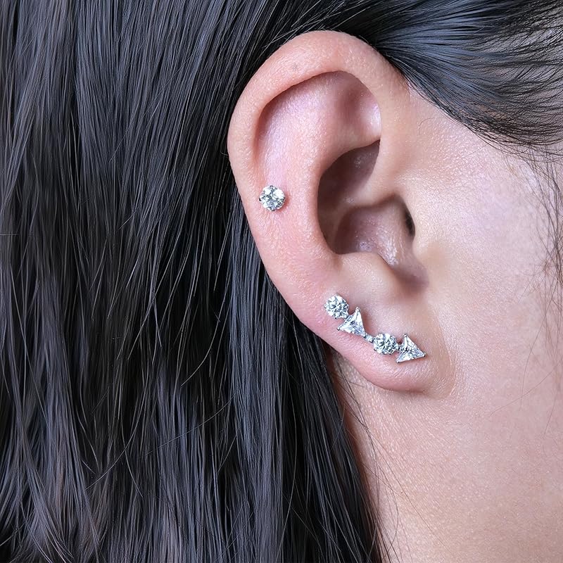 Limerencia Pure Chita Earrings Medical Titanium Earrings Compatible with Metal Allergies Leaving the Second Piercing On 1 Pair for Sensitive Ears