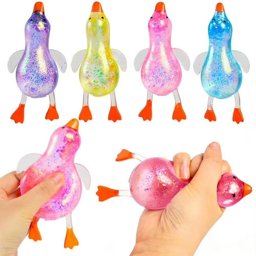 Soft TPR Duck Squeeze Toy Sequins Slow Rebound Ball Portable Maltose Pinch Toy Children Gifts