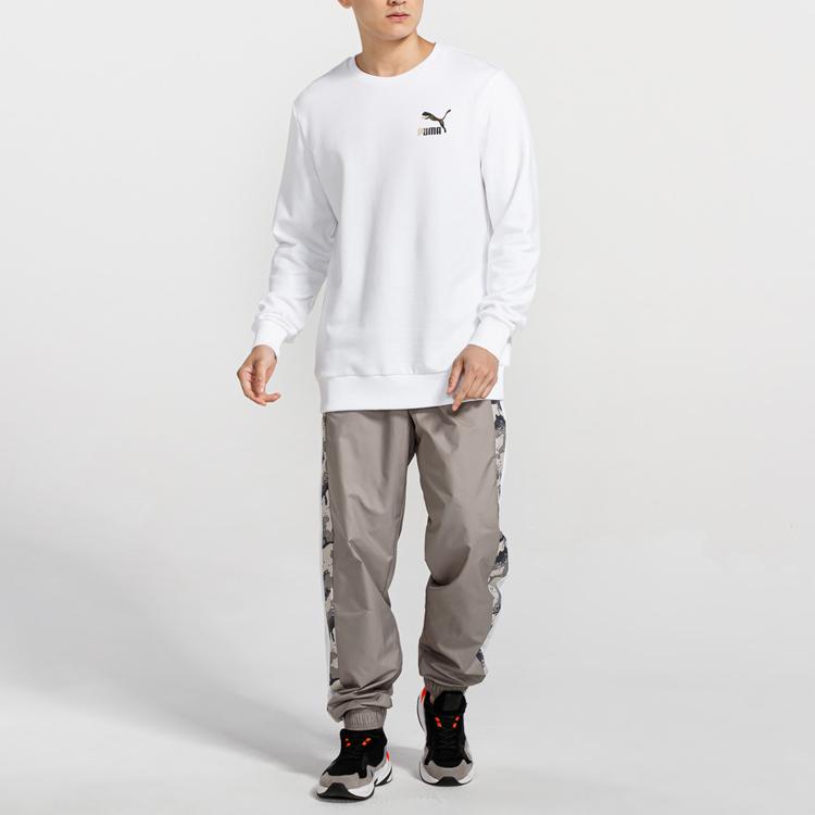Puma Camo Logo Print Crewneck Sweatshirt Men Tops White 578884-02