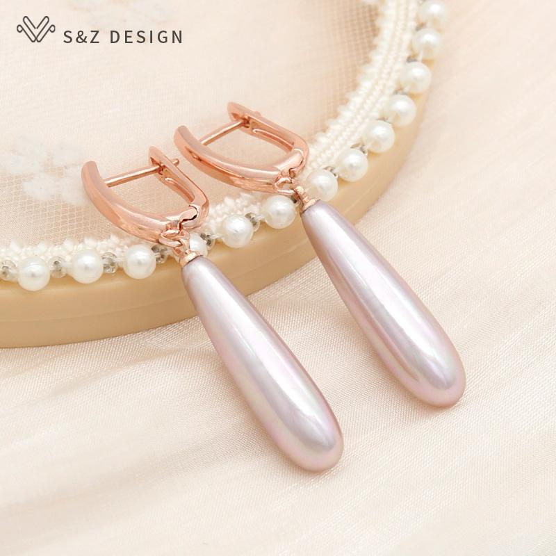 Fashion Elegant Long Water Drop Dangle Earrings For Women Girl Wedding Party Rose Gold Color Jewelry