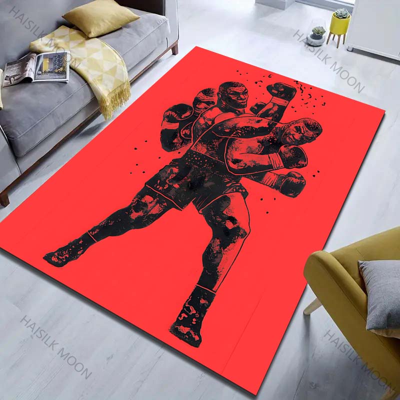 Boxing Champion on Red Background Print Carpet for Bedroom Living Room Bedside Sofa Floor Mat Modern Home Decor Area Rug