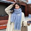 Зимний плюшевый однотонный шарф для женщин, толстый, теплый, длинный, с кисточками, шали, защита шеи и от холода, новый, роскошный шарф