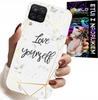 Etui Do Samsung Galaxy A22 5G - Biały Marmurek W Złote Ramki Love You