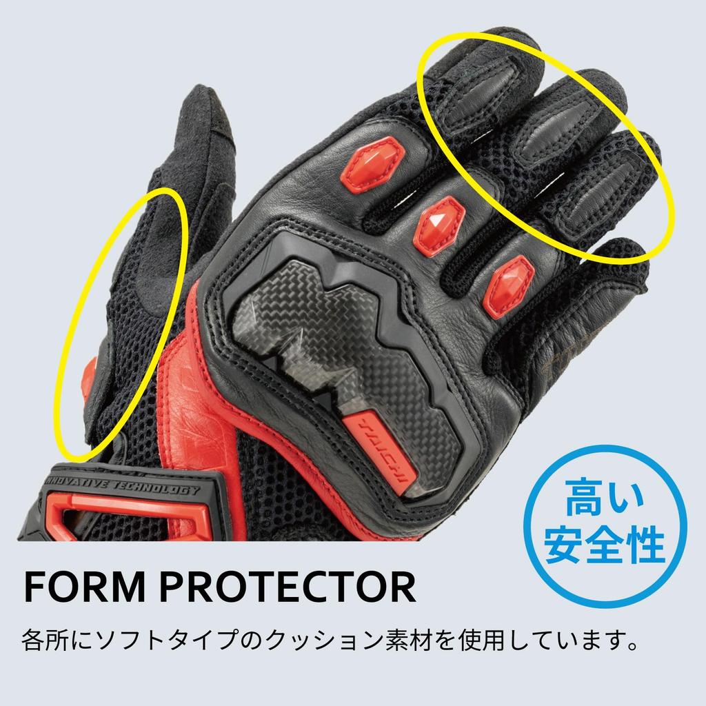 RS TAICHI Motorcycle Riding Breathable Touchscreen Carbon WRX PRO Air RST465 Size S Gloves, Spring/Summer, Mesh, Compatible, Built-in Protector,