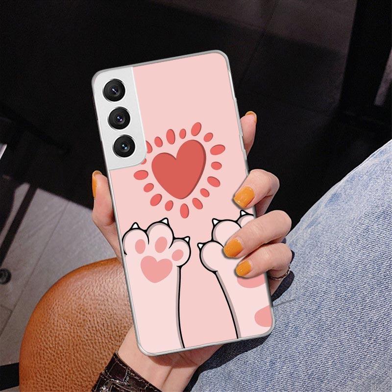 Cat Footprint Funny Paw Cute Phone Case For Samsung Galaxy S24 S25 Edge S26 Ultra S23 S22 S21 Plus S20 FE + Personalized Print C