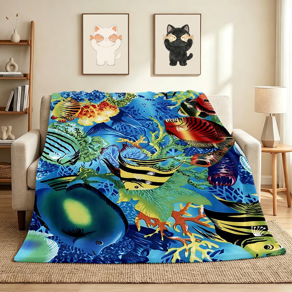 Ocean Life Flannel Blanket Throw Blanket Soft Warm Sofa Bed Camping home Decor Unique Christmas Gift C926387