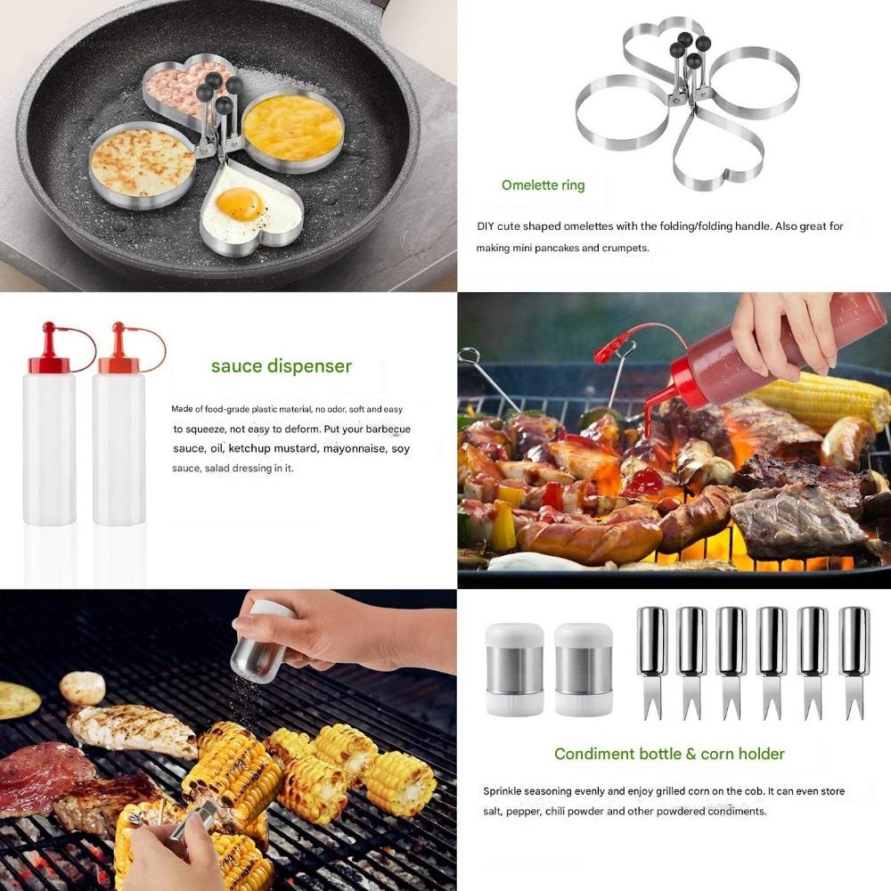 Набор инструментов для барбекю из нержавеющей стали для барбекю на открытом воздухе, лопатка для барбекю, лопатка для приготовления пищи, комбинация тарелок, инструменты для барбекю
