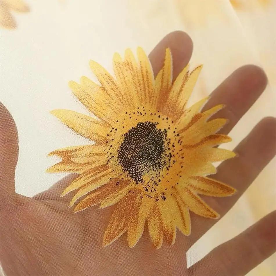 1 шт. 100*200 см Тюлевые шторы с подсолнухами для гостиной, спальни, кухни, оконные панели, украшение дома, новый стиль