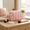 Portable PVC Striped Makeup Bag Mini Cosmetic Pouch Cute Toiletry Bag  Daily Use