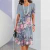 New women's dress with floral print, summer elegant dress, Femle short sleeved dress, fashionable oversized clothing