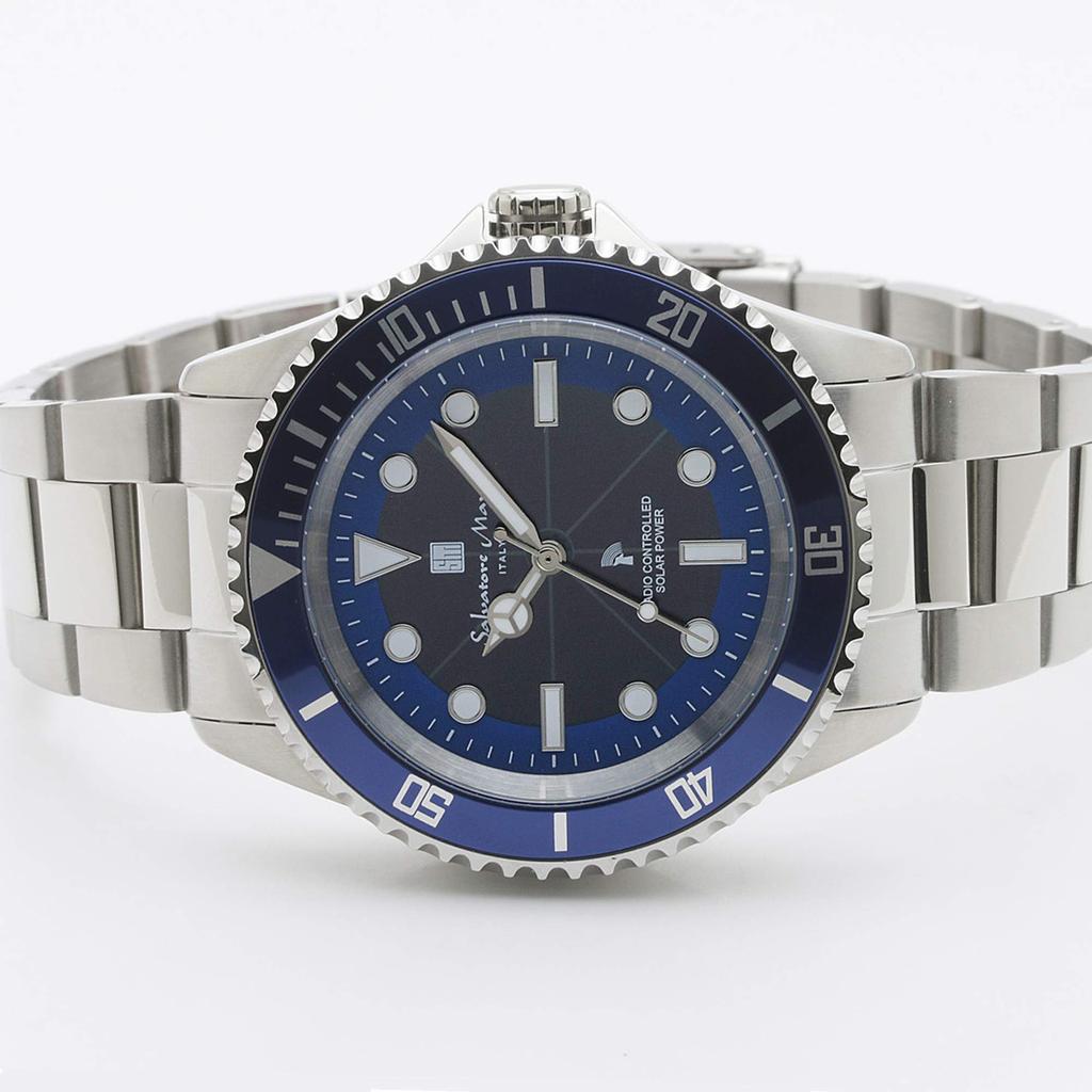 Salvatore Marra Мужские часы радио солнечные бизнес популярный бренд водонепроницаемый подарок синий с тканью SSBL [параллельный импорт]