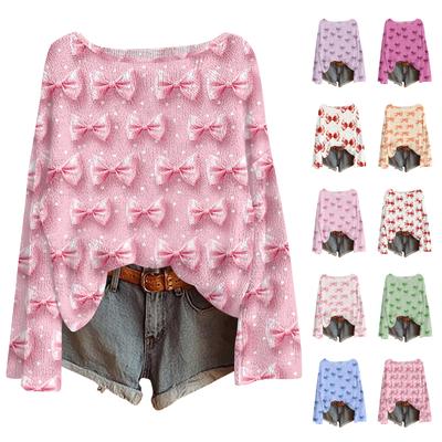 Женские осенние свитера с длинным рукавом, топы с принтом, пуловеры, свободная нарядная повседневная базовая одежда