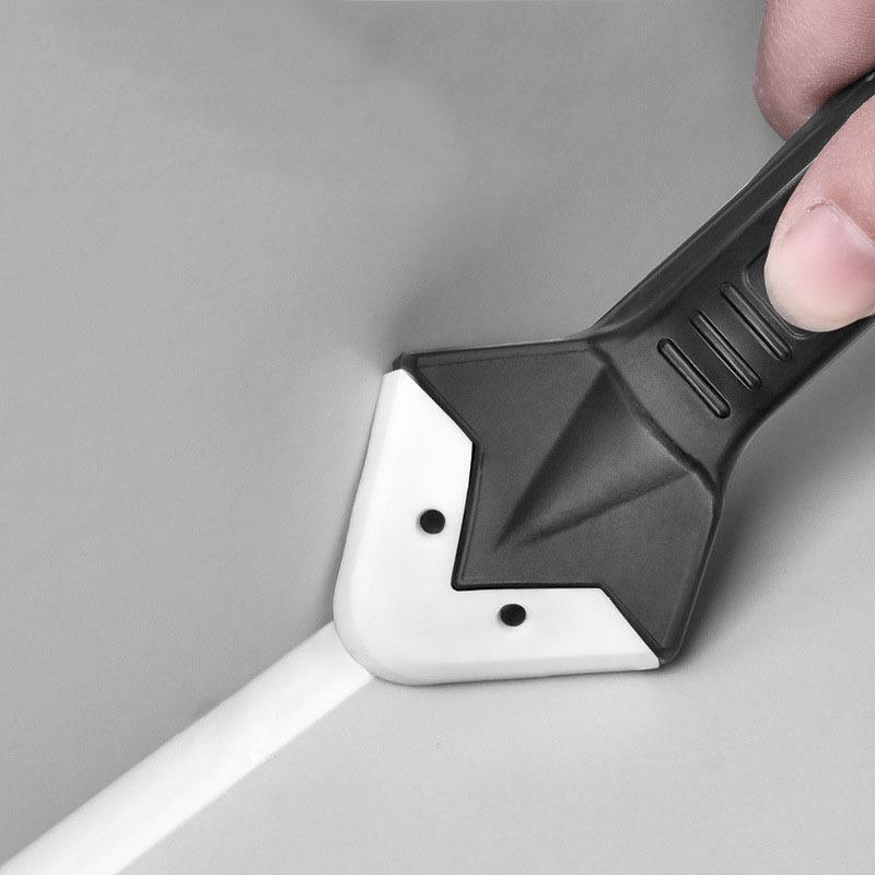3-in-1 Silicone Caulking Tool with Stainless Steel Head - Ideal for Sealing, Cleaning, and Scraping Glue - Durable Plastic Handle for Easy Use