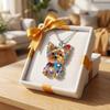 Friendship Yorkshire Terrier Necklace 2D Flat Dog Pendant Necklace Long Sweater Chain  Women