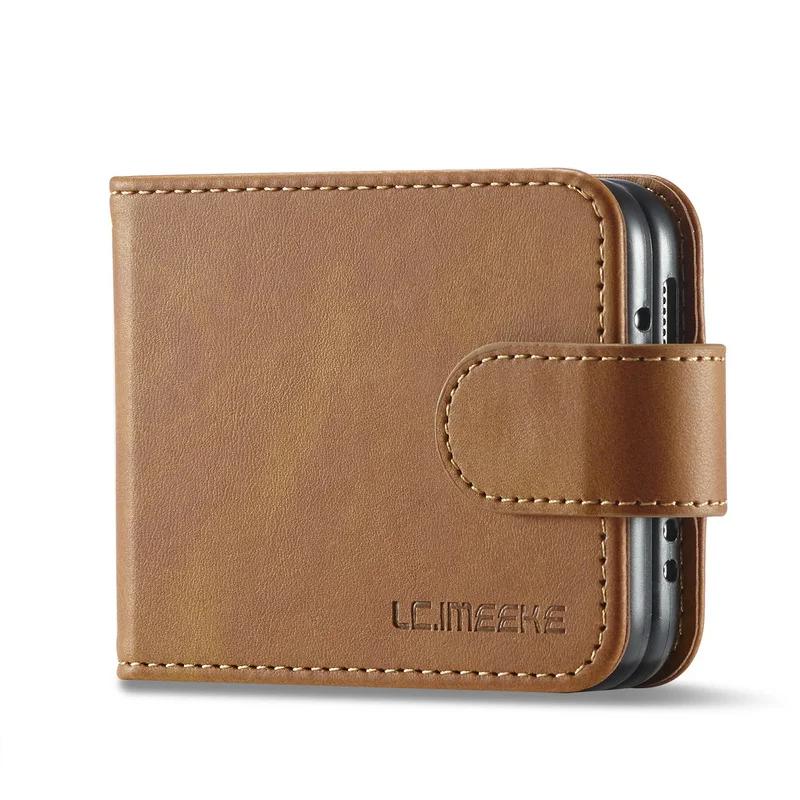 Кожаный чехол с принтом под теленка для Samsung Galaxy Z Flip 7 FE 6 5 4 5G Flip6 Слот для карт Кошелек Flip4 Подставка Чехол Ультратонкий