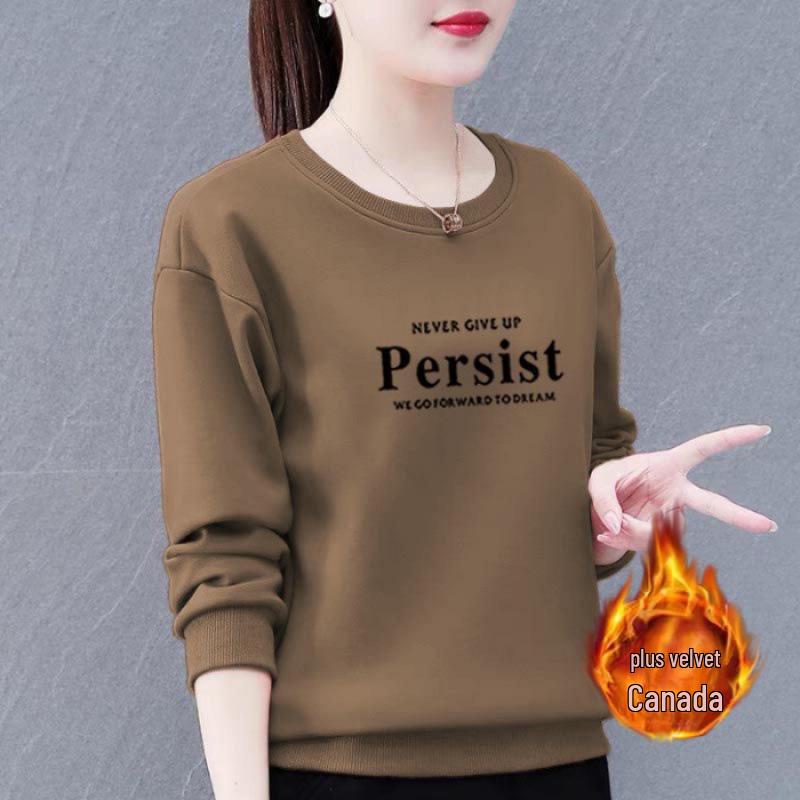 Женская толстовка Huamian больших размеров с бархатной подкладкой - повседневная куртка-пуловер свободного кроя на осень/зиму 2023 года