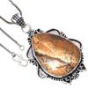 Pendant Picture Jasper Gemstone Handicraft Valentine'Day Silver Jewelry 2.25"