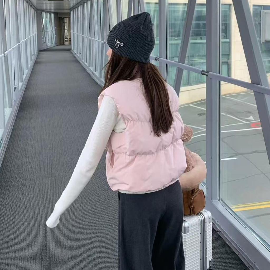 Женский жилет с 90% белым утиным пухом - Осень/Зима 2025 Свободный, Универсальный, Безрукавный жилет для студентов