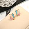 S925 Silver Needle Temperament Small Fresh Butterfly Stud Earrings Korean Version Sweet Dripping Oil Contrasting Earrings Simple Earrings Women