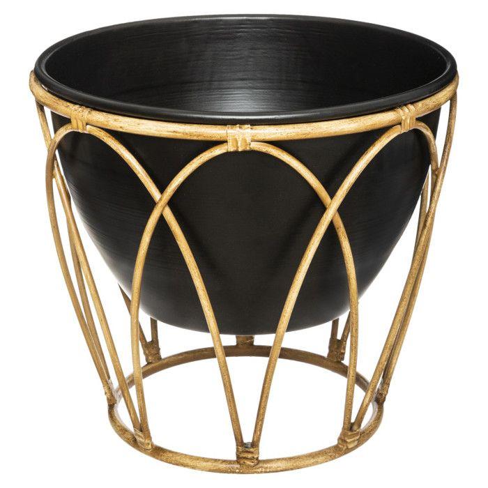 Lot de 2 pots métal imitation bambou "Asco" noir Atmosphera