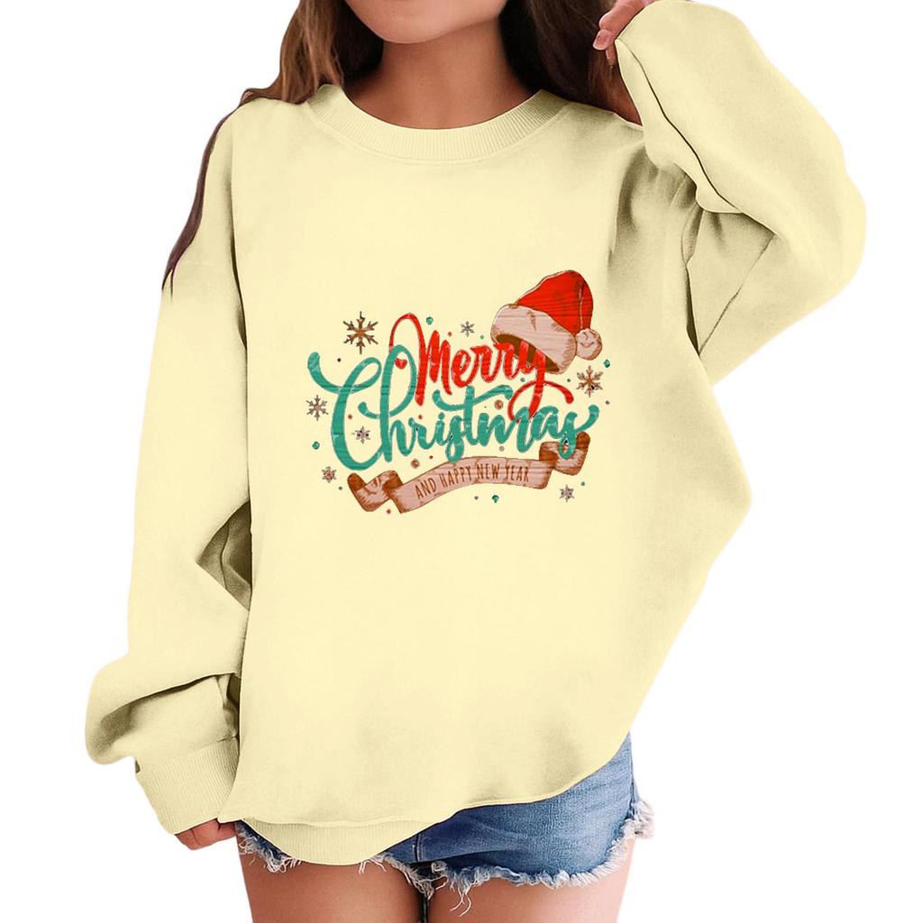 Children's Fashionable Casual Long-sleeved Loose Christmas Print Pullover Sweatshirt