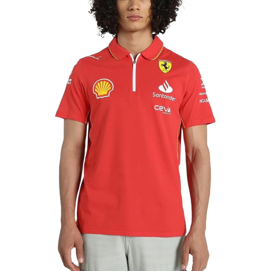 Puma Футболка поло с коротким рукавом и принтом в виде буквы Ferrari, повседневная, мужская, цвет алый 763602-01