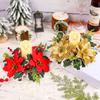 1PC Thanksgiving Artificial Flower Poinsettia Christmas Tabletop Decor Wreath Candle Holder