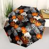 Pumpkin Pattern Halloween Automatic Folding Umbrella Simple 8 Rib Design, Bright Cartoon Pattern, Durable Iron Frame, Suitable For Travel,
