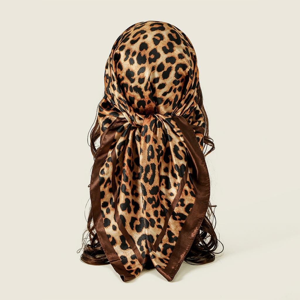 90*90cm Leopard Printed Square Scarf Women Luxury Designers Scarf Fashion Dot Headband Matte Satin Silk Hair Band Handkerchief