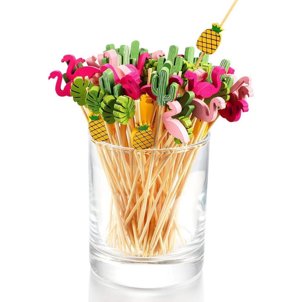 Набор из 100 штук свадебных принадлежностей, коктейльные шпажки для закусок 4,7 дюйма, фруктовые палочки, жемчужные декоративные бамбуковые зубочистки для вечеринки, дня рождения