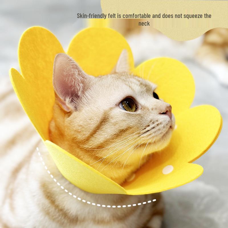 Sunflower Felt Cat Cone: Post-Surgery Anti-Lick Elizabethan Collar
